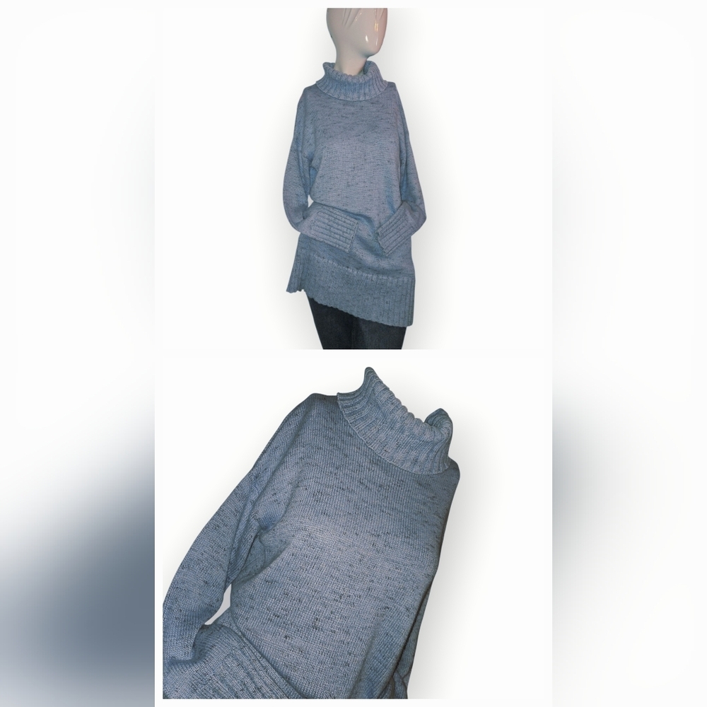 J. Jill Light Blue Comfortable Cozy Knit Turtleneck Sweater ~‎ Size Medium